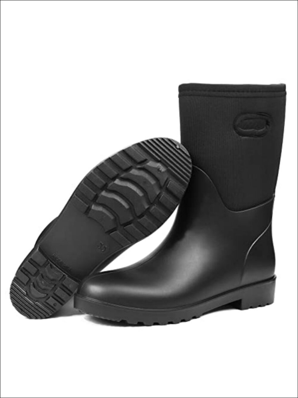 DKSUKO Women's Tall Waterproof Rubber Rain Boots Neoprene Slip-On Snow Mud